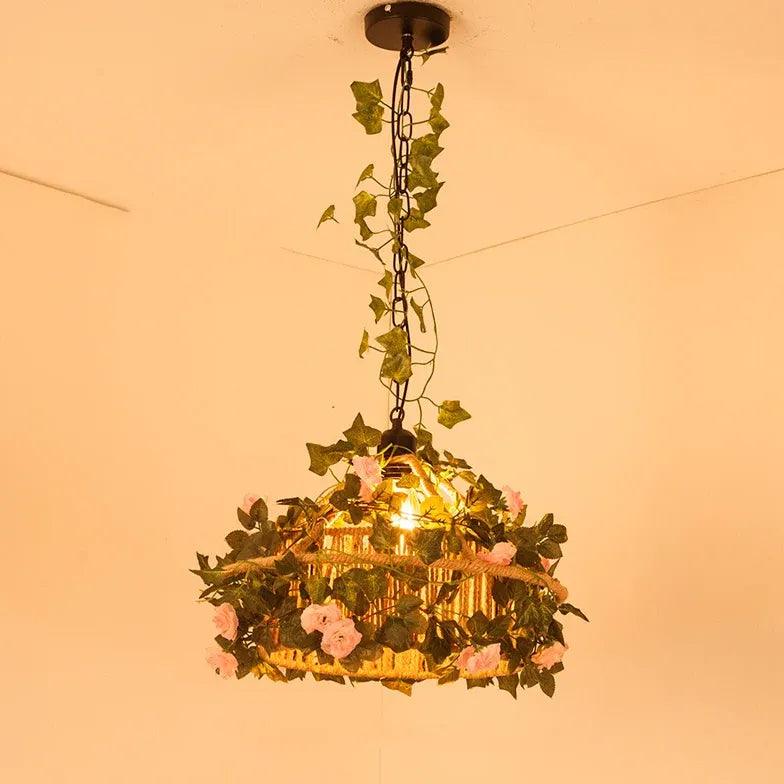 Vintage Floral Pendant Light - Elegant Decorative Ceiling Lighting for Dining Room, Bedroom, or Living Room