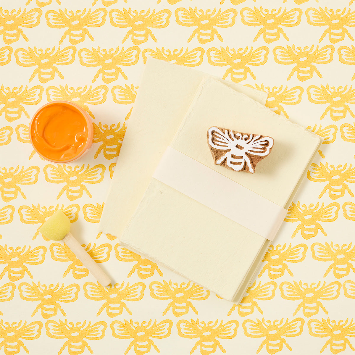 DIY Block Printing Kit with Bee & Turmeric Designs - Handmade Greeting Cards for Birthdays, Weddings & Holidays - Perfect for Crafting, Scrapbooking & DIY Gifts