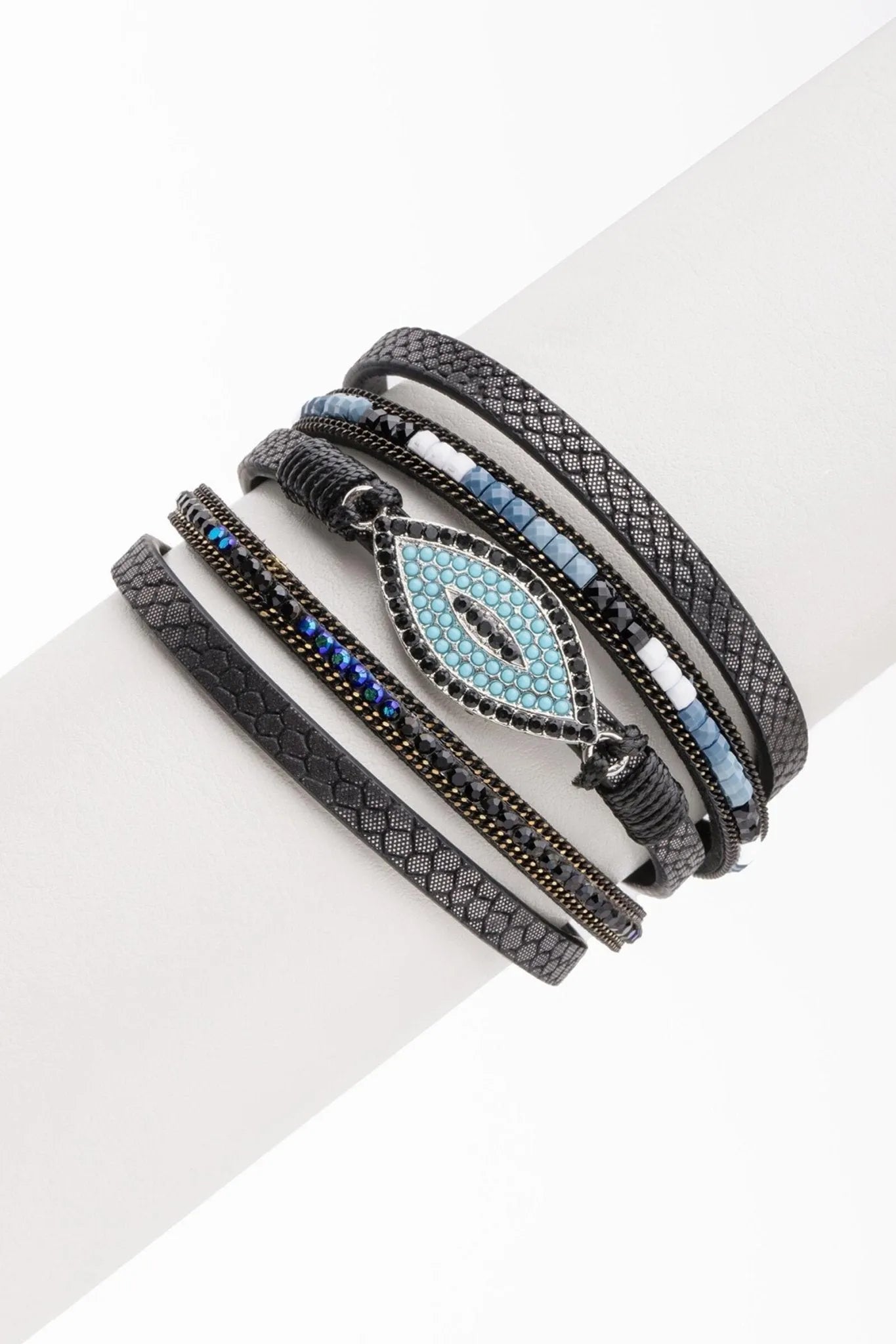 Vegan Leather Evil Eye Bracelet for Women - Stylish Protection Charm Bracelet for Good Luck & Positive Energy | Perfect for Everyday Wear, Gifts & Spiritual Protection