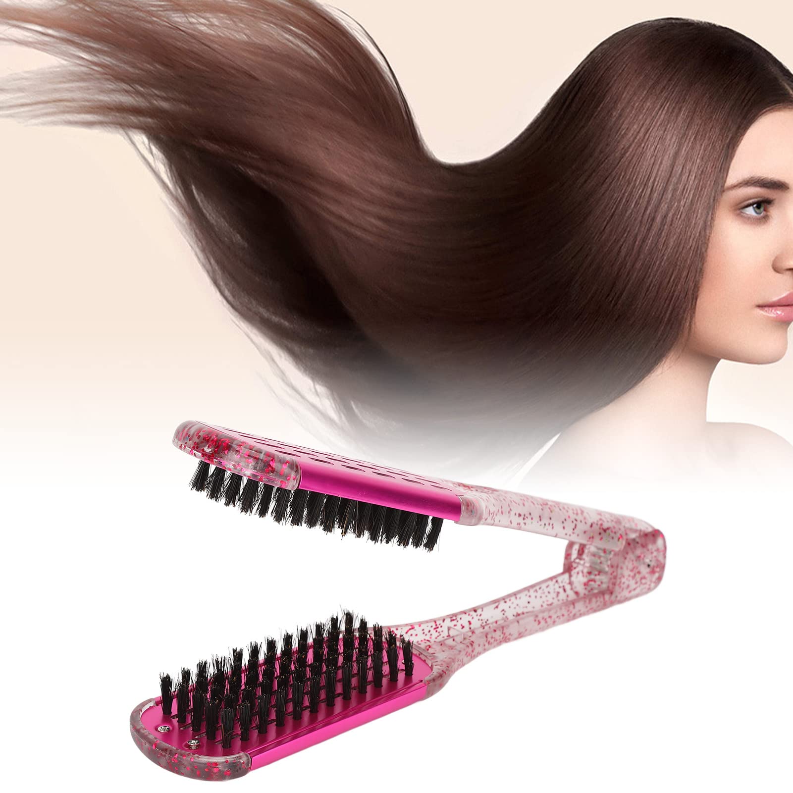Double Sided Hair Straightening Brush - Professional Flat Iron Comb for Smoothing & Styling Straight Hair - Perfect for Home Use, Travel & Salon Styling