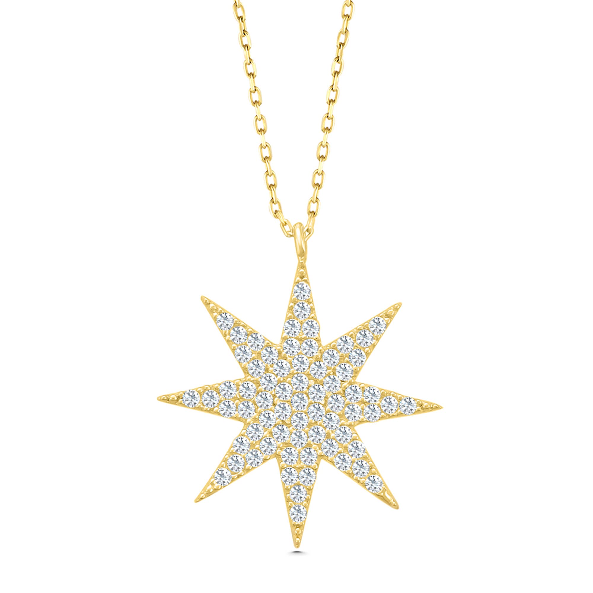 14K Solid Gold Starfish Pendant Necklace for Women - 18