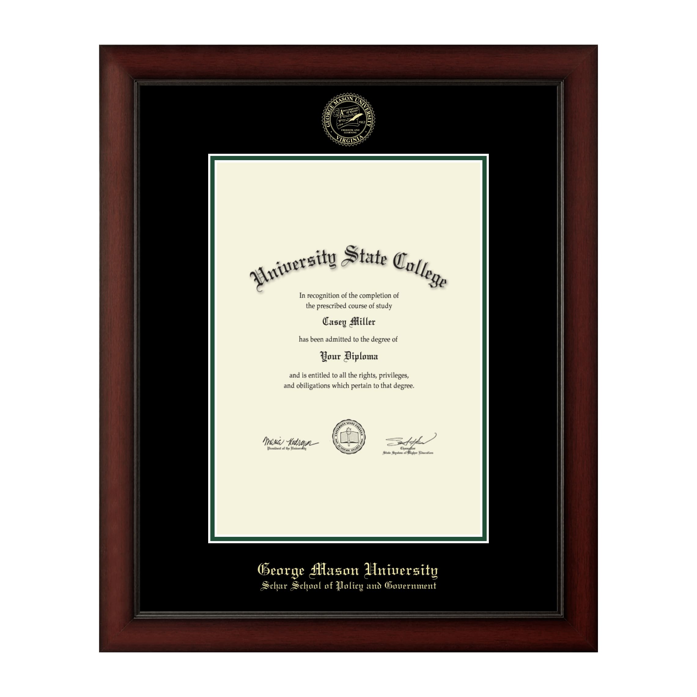 George Mason University Schar School of Policy and Government Diploma Frame 10x14 Inches - Gold Embossed Display for Bachelor's, Master's & PhD Degrees - Perfect for Graduation Gifts & Office Decor