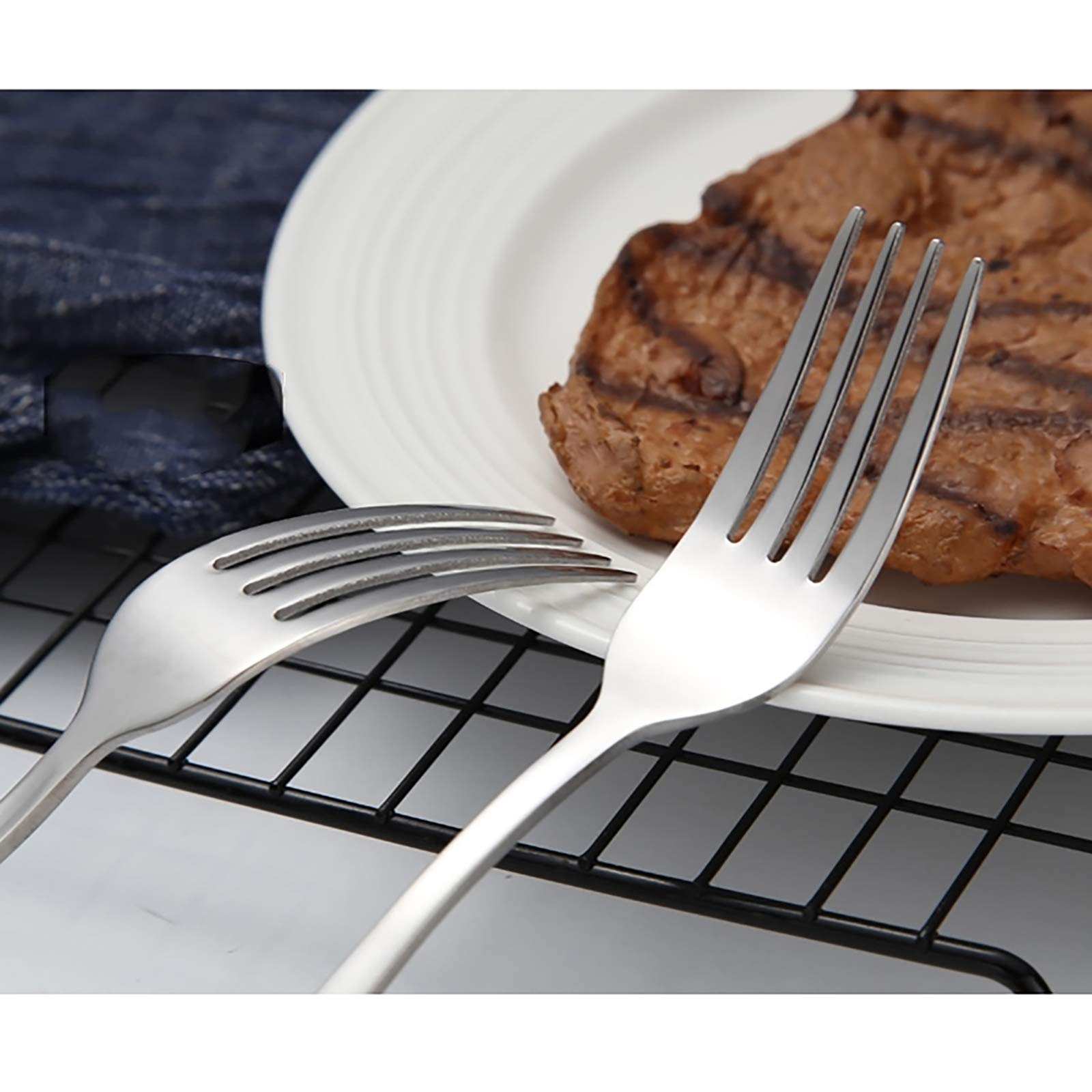 Premium VANRA 6-Piece Stainless Steel Dinner Forks Set - Heavy Duty 18/10 Silver Cutlery, 8 Inch Forks for Restaurant & Home Dining - Ideal for Dinner Parties, Weddings & Everyday Use