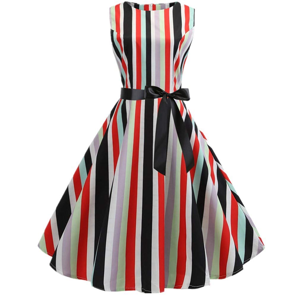 Vintage Floral Print Bodycon Dress for Women - Sleeveless Swing Dress with Sash for Casual, Evening Party & Prom - Clearance Sale | Perfect for Date Night, Cocktail Parties & Special Occasions
