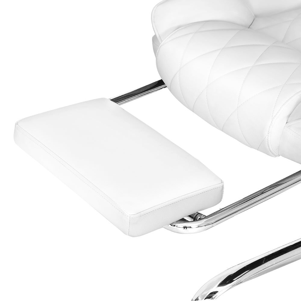Premium Artiss Executive Office Chair with Leather Footrest - White - Ergonomic Desk Chair for Home & Office Workspace