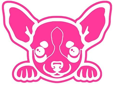 Funny Chihuahua Peeking Vinyl Sticker Decal - Waterproof Car Bumper, Laptop, Phone, Tablet, Window Decor (6 Inch, Pink) - Perfect for Pet Lovers & Car Accessories