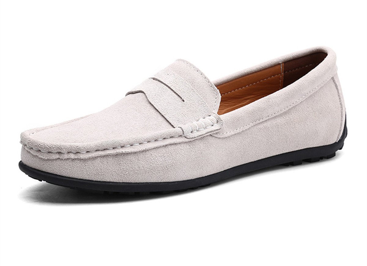 Stylish Men's Suede Leather Penny Loafers - Comfortable Slip-On Driving Moccasins & Boat Shoes for Casual Wear, Office, and Outdoor Activities