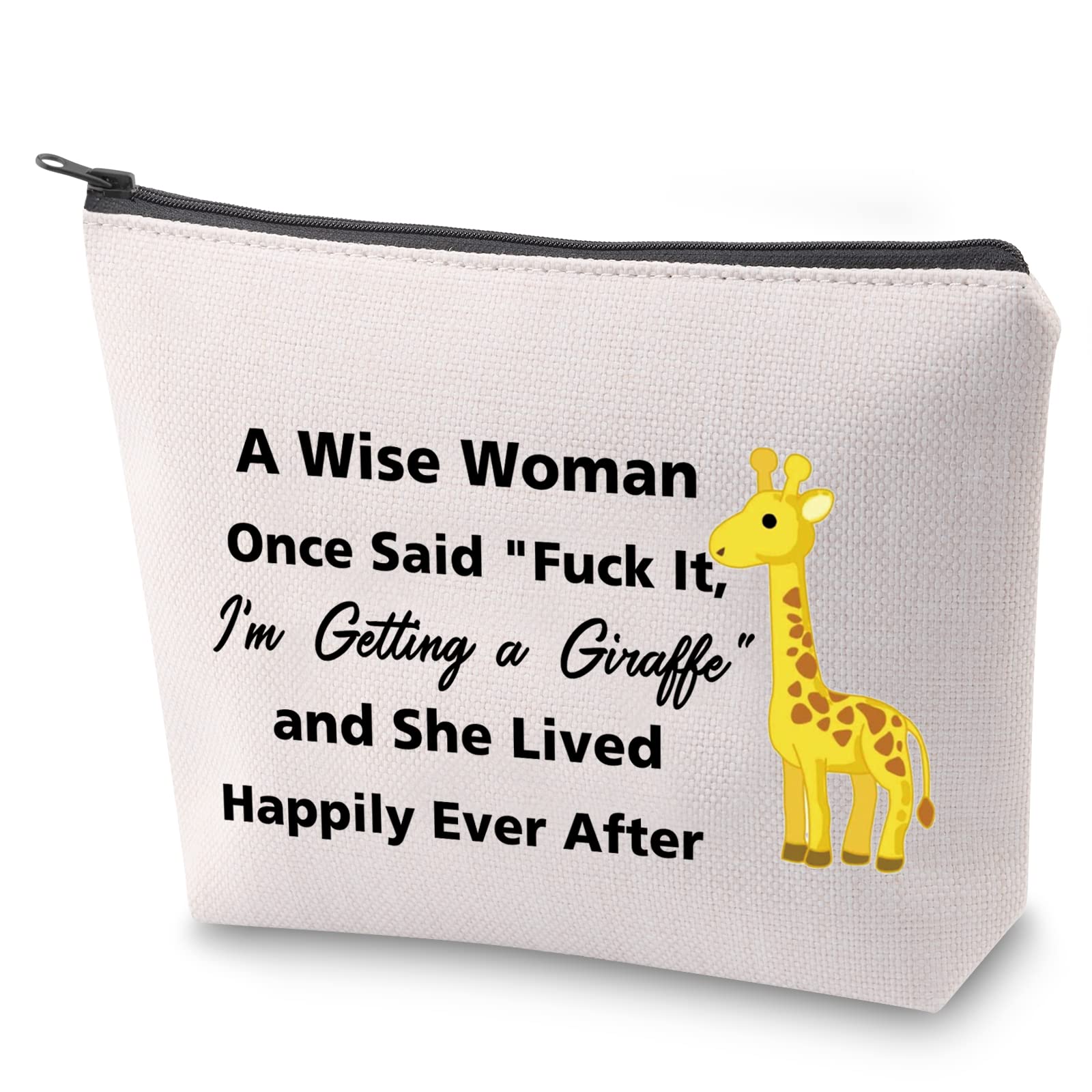 BAUNA Giraffe Print Cosmetic Bag - Waterproof Makeup Pouch with Zipper for Women | Perfect Giraffe Lover Gift Idea | Great for Travel, Gym & Daily Organizer (Wise Giraffe Design)