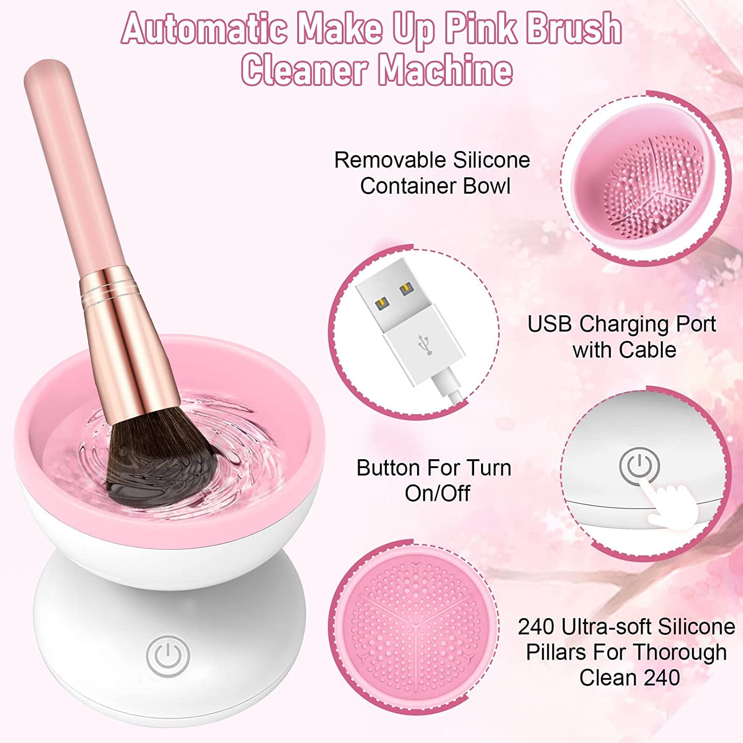 Electric Makeup Brush Cleaner Machine - Automatic Spinner for All Size Brushes | Latest Design Painting & Cosmetic Brush Washer | Perfect Mother's Day Gift | Use for Home Salon, Travel & Professional Makeup Kit Organization