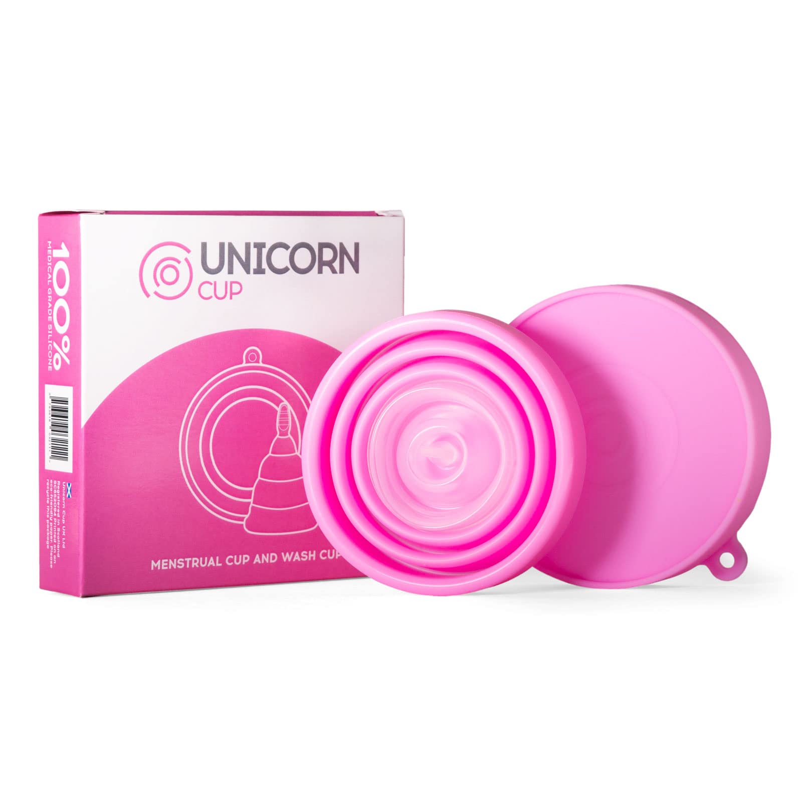 Unicorn Cup Foldable Menstrual Cup with Sterilizer Case - 12 Hour Protection for Light/Medium/Heavy Flow | 100% Medical Grade Silicone | Reusable & Eco-Friendly | Perfect for Travel, Workouts & Overnight Use (Pink)