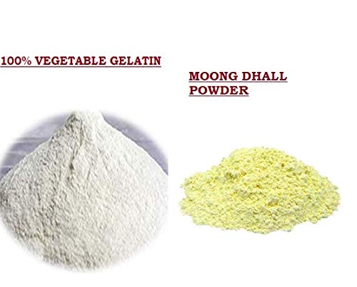 100% Natural Vegetable Gelatin with Moong Dal Flour - 2-in-1 Face Mask & Hair Removal Powder (25g) for Glowing Skin & Smooth Hair Care at Home