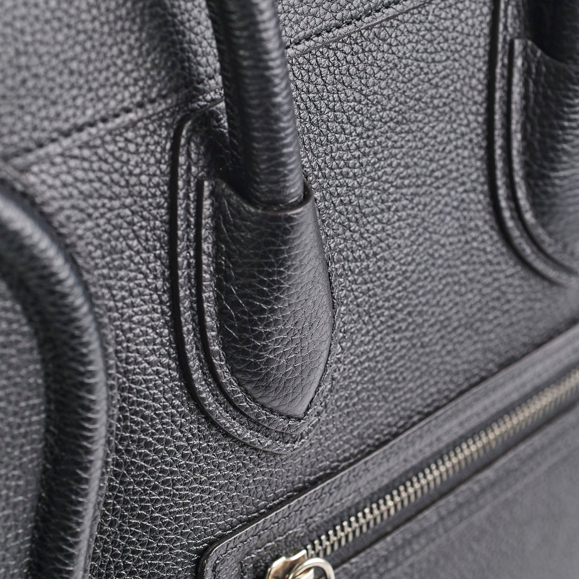Celine Micro Luggage Bag in Pebbled Leather - Black Crossbody Purse for Women | Perfect for Work, Travel & Everyday Use