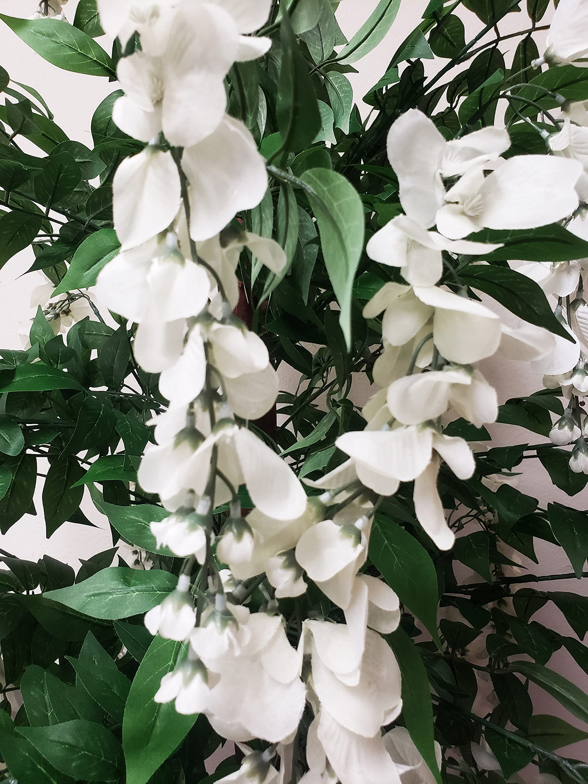 AMERIQUE 5 Feet Artificial Silk Wisteria Tree with Flowers - Realistic White Fake Wisteria Plant in Nursery Pot for Home Decor, Wedding Centerpieces & Garden Landscaping