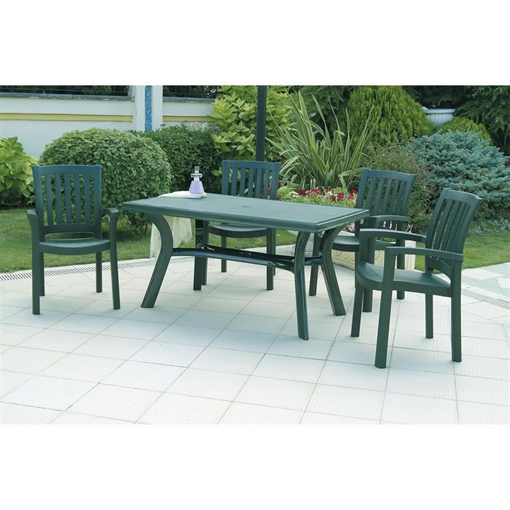 Premium Green Resin Patio Dining Arm Chairs (Set of 2) - Weather-Resistant Outdoor Furniture for Garden, Poolside & Backyard Relaxation