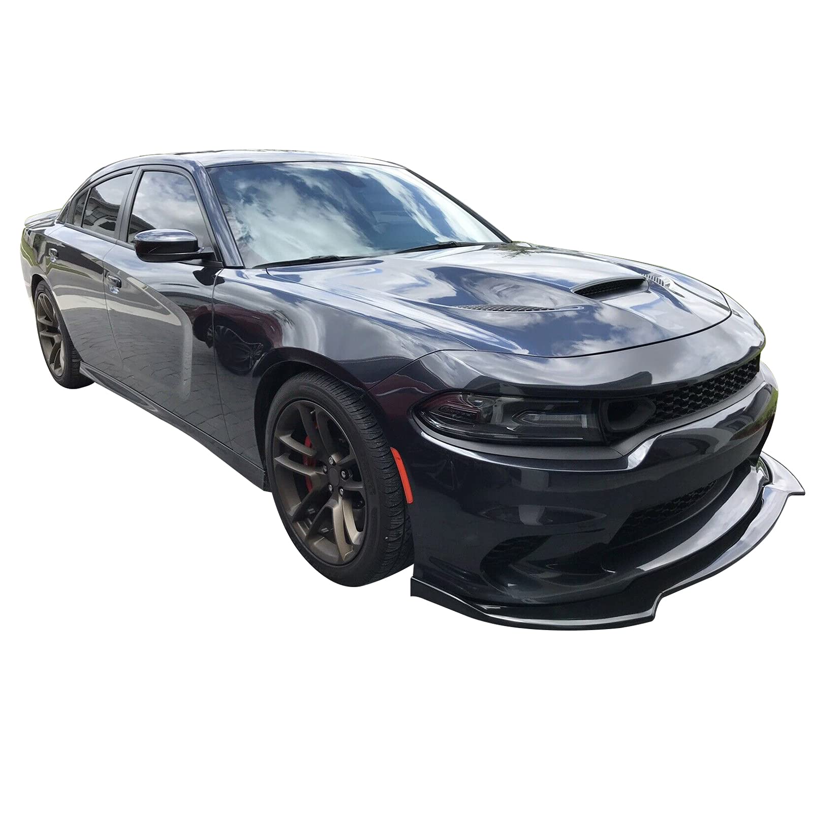 **FREEMOTOR802 Gloss Black ABS Plastic Front Bumper Lip Kit (3-Piece) for 2015-2023 Dodge Charger SRT – Enhances Style & Aerodynamics**    *(Perfect for Car Enthusiasts, Street Racing, and Custom Vehicle Upgrades)*
