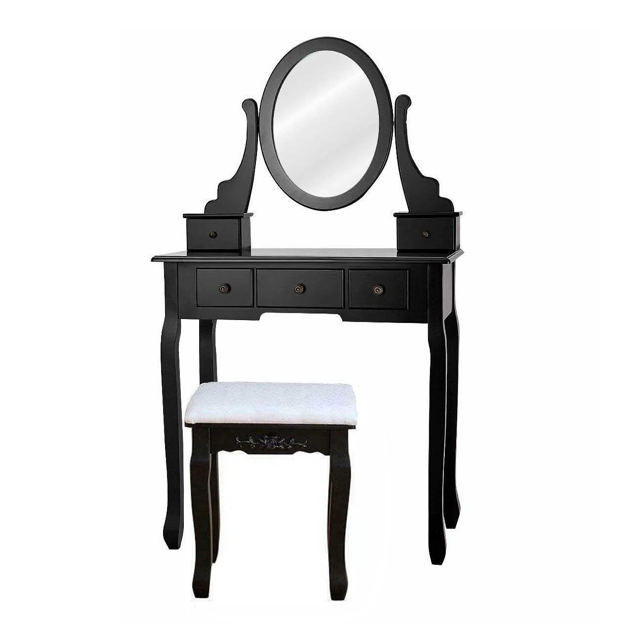 Elegant Wooden Vanity Makeup Dressing Table Set with Stool & Mirror - Portable Beauty Desk for Bedroom, Makeup Vanity Side Table - Perfect for Small Spaces, Home Decor & Daily Beauty Routine