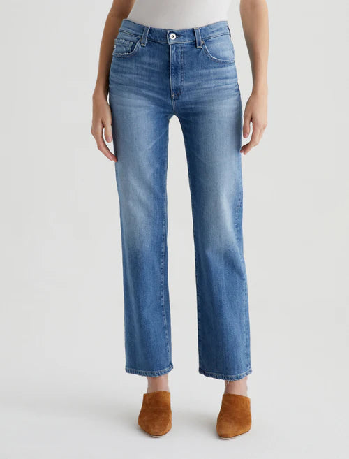 Brinley Women's Mid Rise Straight Leg Jeans - Iris Wash | Comfortable & Stylish for Casual Wear, Office & Everyday Outfits