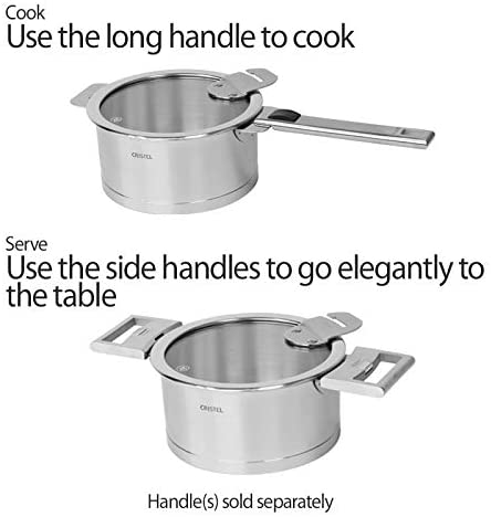 Cristel Strate C14QLKSA 1 Quart Stainless Steel Saucepan with Lid - Perfect for Cooking Soups, Sauces, and Melting Butter - Silver