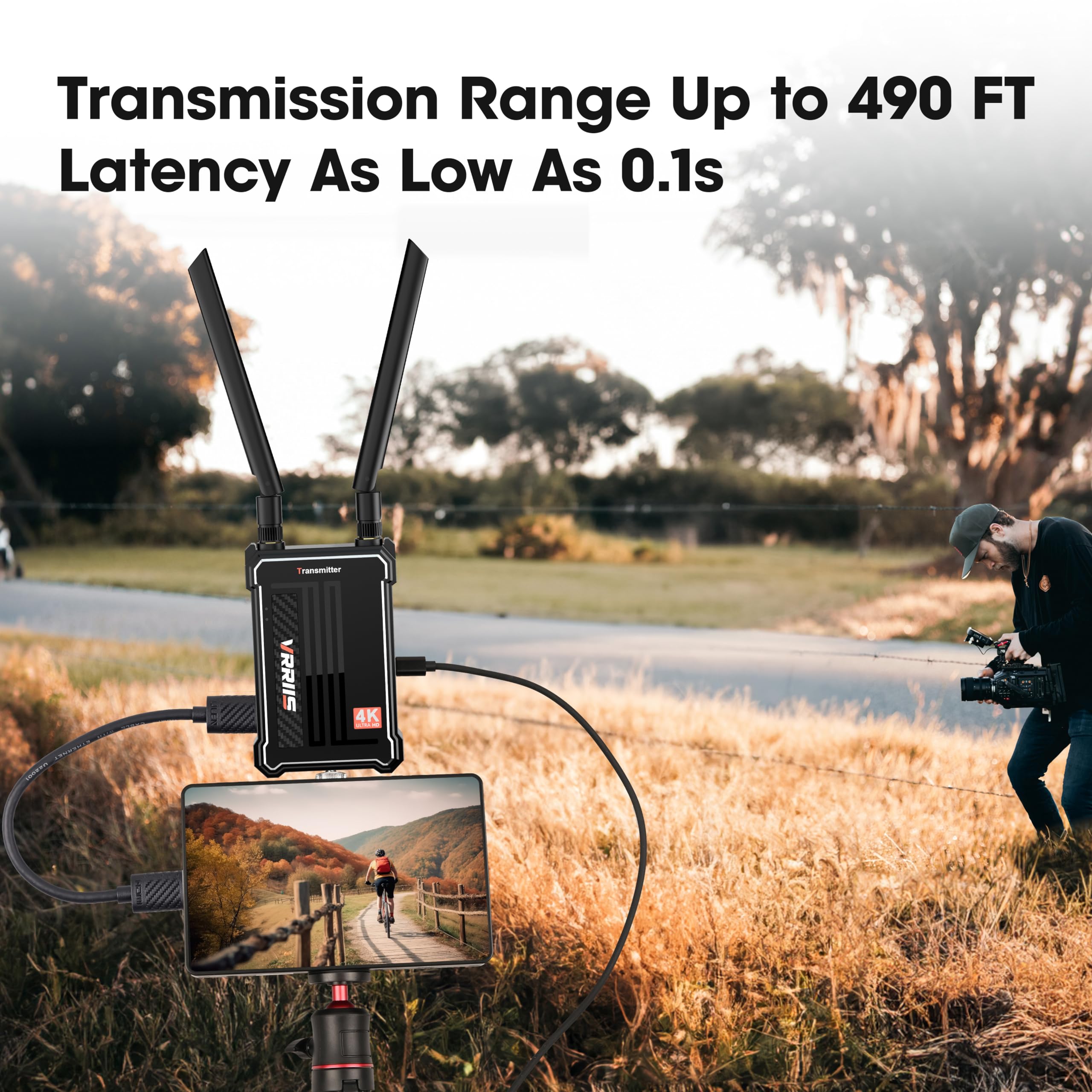 4K Wireless HDMI Transmitter and Receiver Kit - 30Hz 60Mbps Dual Band 2.4G/5G, 490FT Long Range with 0.1s Low Latency - Perfect for Home Theater, Gaming, and Conference Room Presentations