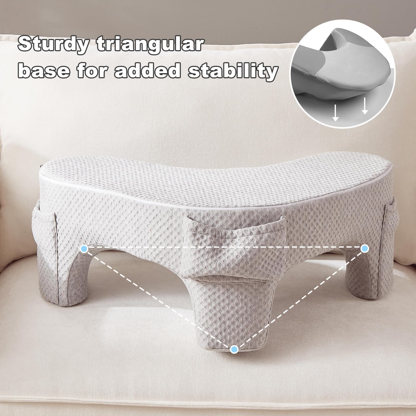 Memory Foam Reading Pillow for Lap & Bed Desk - Adjustable Laptop Lap Desk, Gaming Pillow, Bed Pillow for Sitting Up (Gray) - Ideal for Reading, Working, Gaming in Bed, Sofa, or Floor