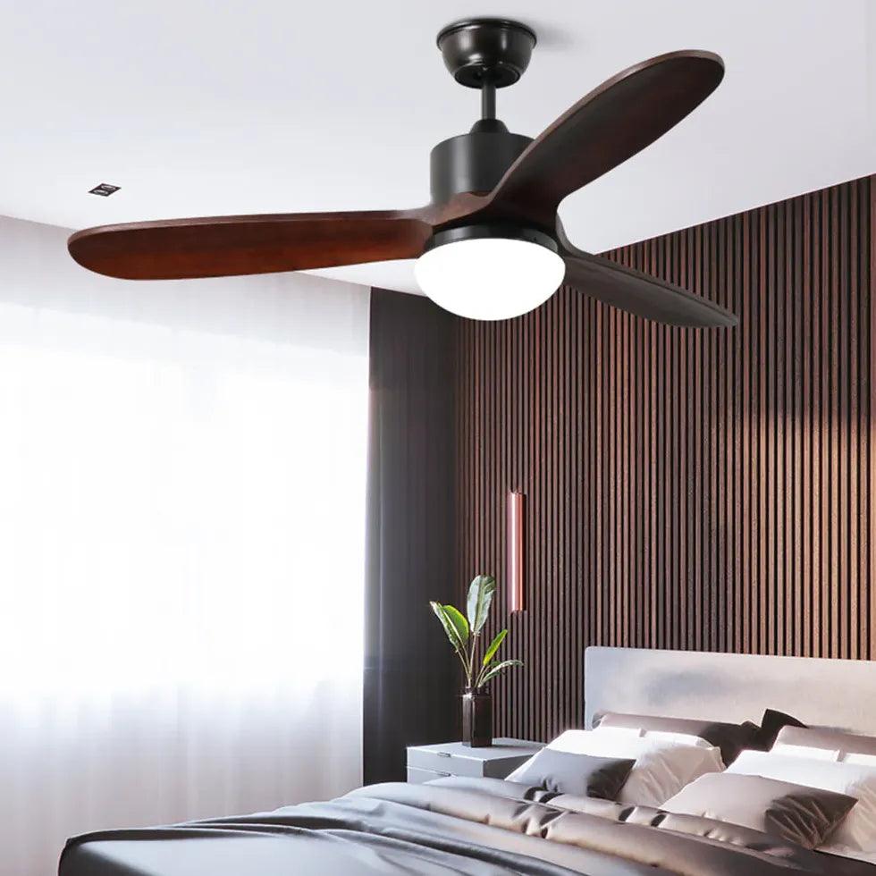 Walnut Color Wooden 3-Blade Ceiling Fan with Light Kit - Perfect for Bedroom, Living Room, and Office Cooling & Lighting