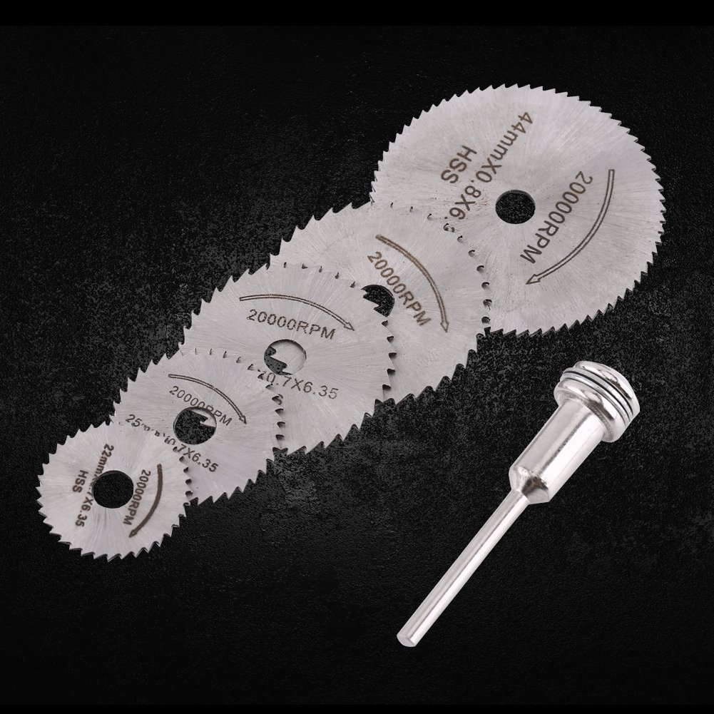 5-Piece Mini HSS Circular Saw Blade Set with Extension Rod - High Speed Steel Cutting Blades for Metal & Wood - Perfect for DIY Projects, Home Renovation & Crafting