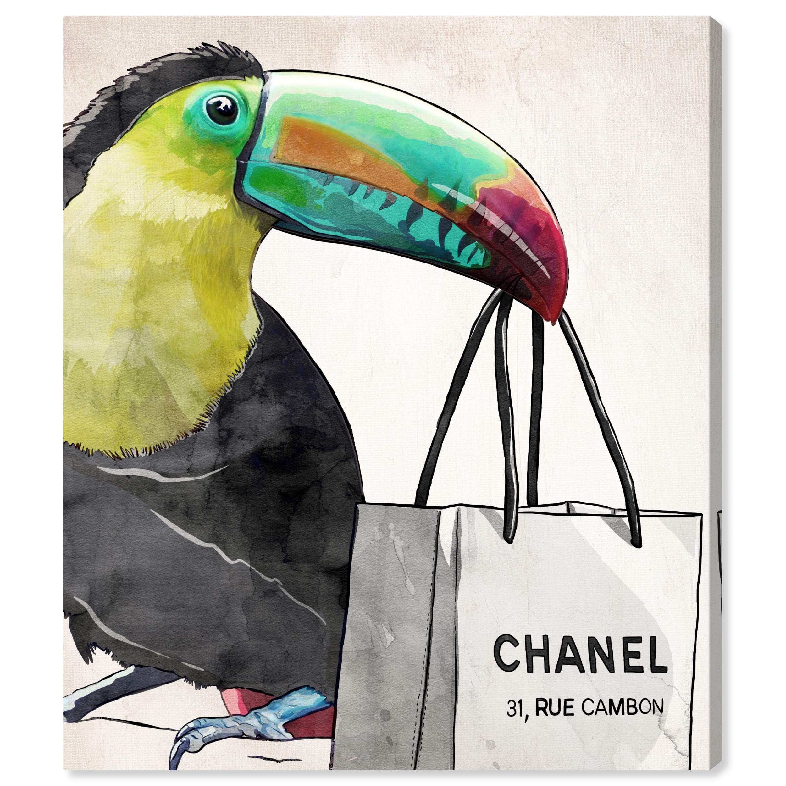 Oliver Gal Artist Co. French Toucan Wall Art Canvas Print - 30x36 Inch Fashion & Glam Home Decor in Yellow & White - Perfect for Living Room, Bedroom or Office Decoration