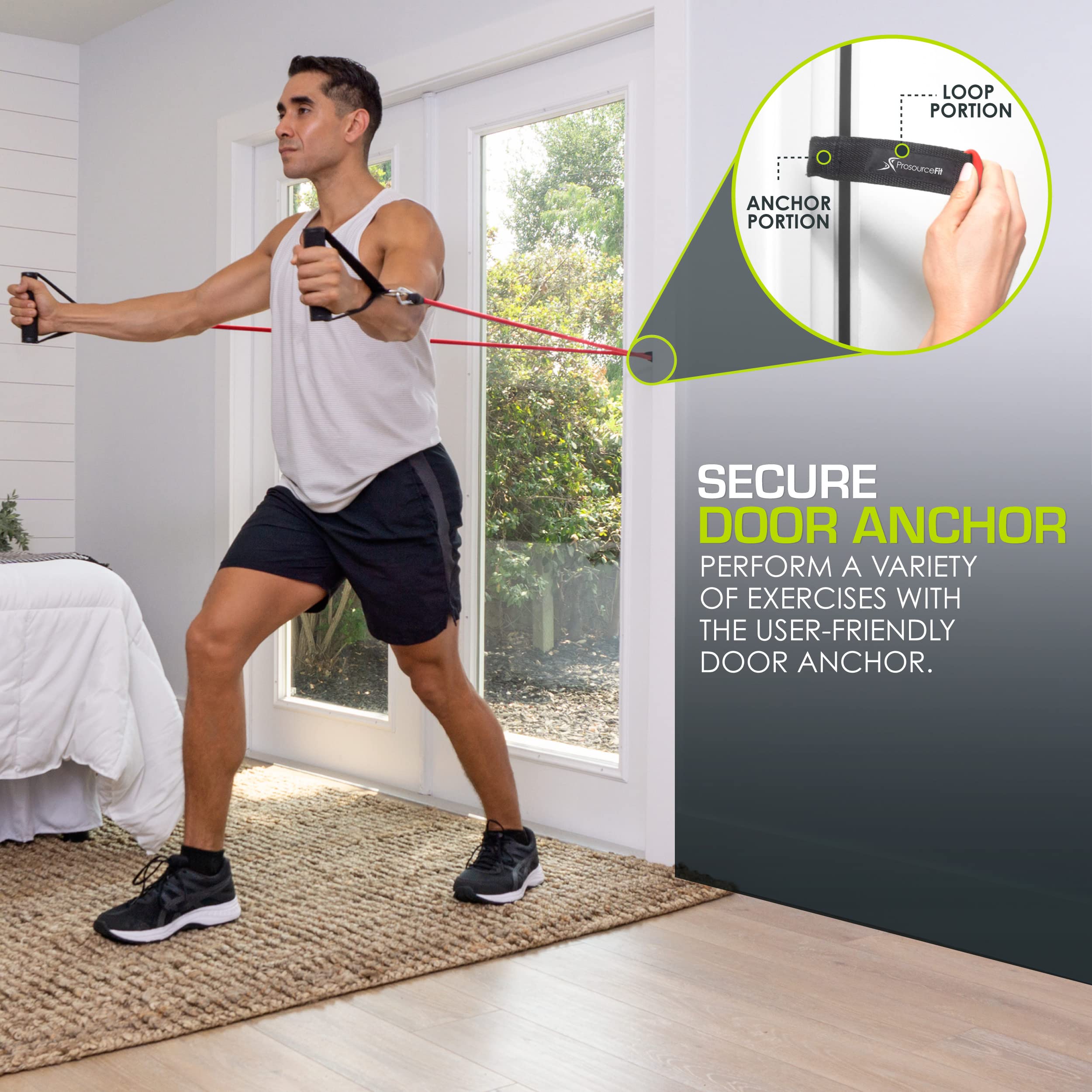ProsourceFit Heavy Duty Stackable Resistance Bands Set (12-16 LB) with Door Anchor & Exercise Guide - Full Body Workout Equipment for Home Gym, Strength Training, Physical Therapy & Fitness Enthusiasts - Perfect for Toning, Muscle Building & Rehabilitation Exercises