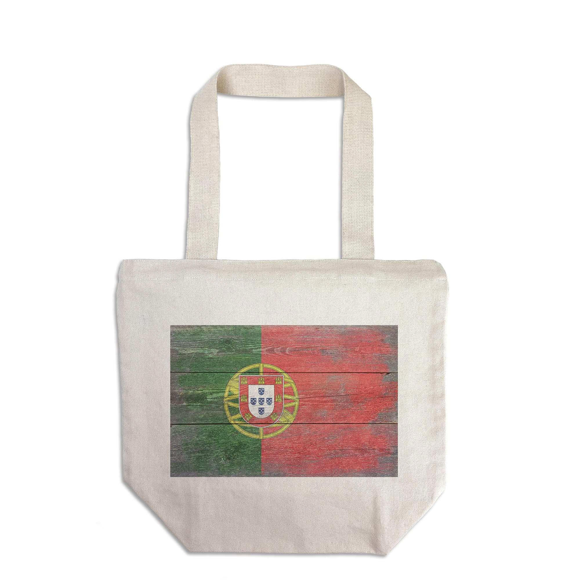 Lantern Press Rustic Portugal Flag Tote Bag - 100% Cotton Canvas Reusable Shopping Bag for Groceries, Beach & Travel