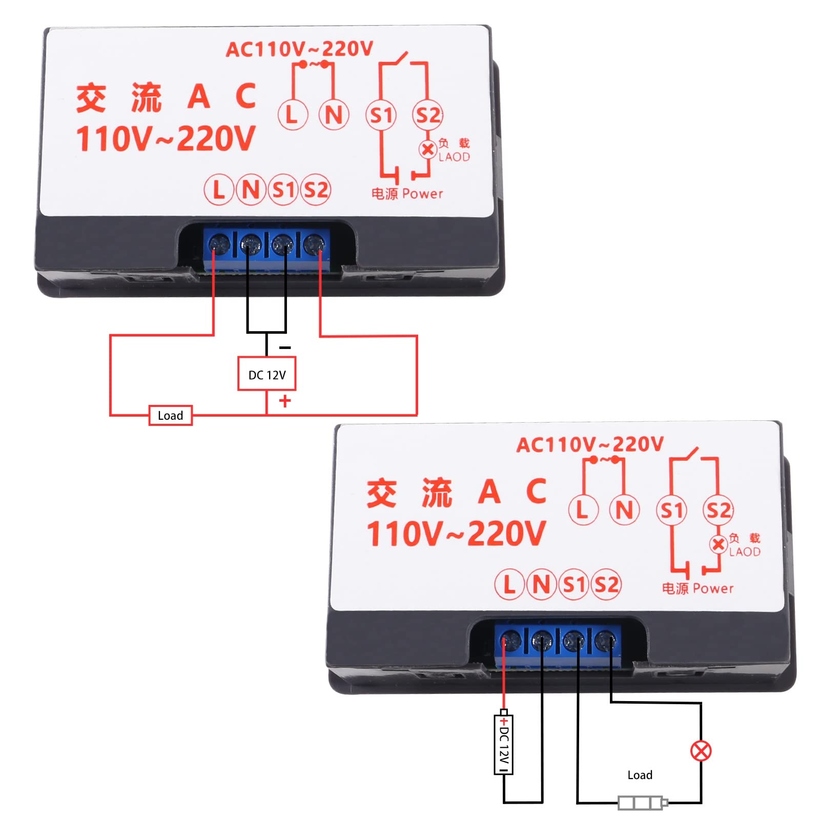 2Pcs Programmable Digital Timer Delay Relay Module - AC 110V/220V 10A 1500W with LED Display, Cycle & Trigger Timer for Home Automation, Lighting Control, and Industrial Equipment