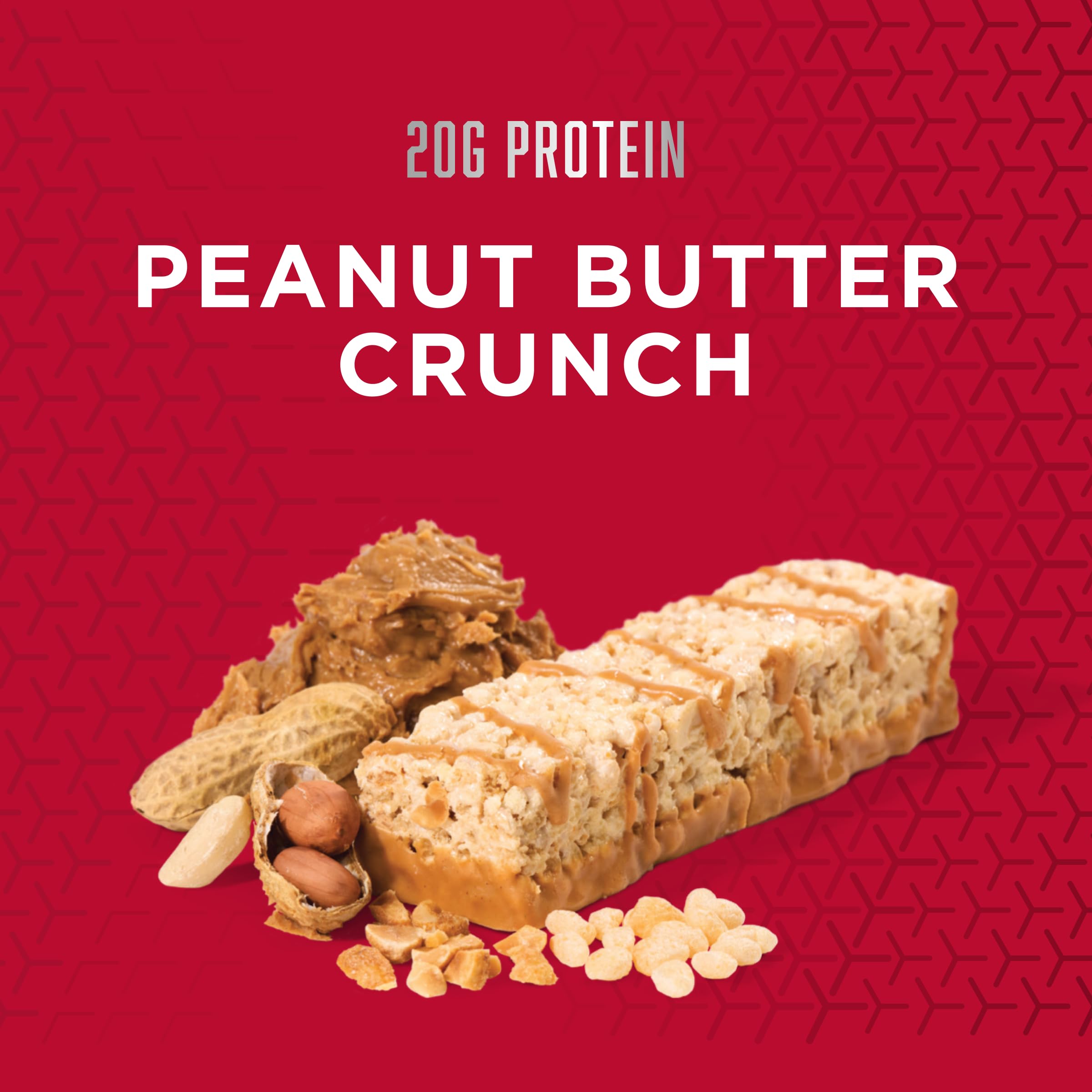 BSN Protein Crisp Bar - High Protein Snack Bars with Whey Protein & Fiber, Gluten Free Peanut Butter Crunch (12 Count) - Perfect for Post-Workout Recovery & On-the-Go Nutrition