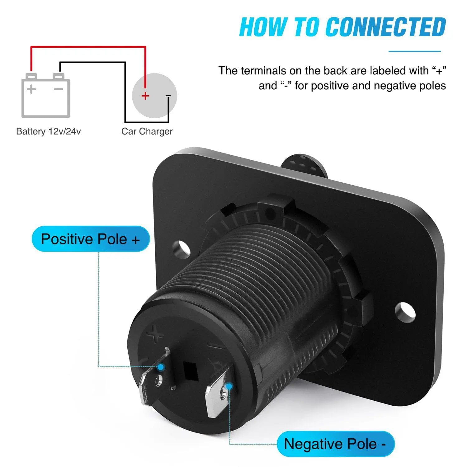 2Pcs 12V Car Cigarette Lighter Socket Adapter - DC Power Outlet for Charging Phones, GPS & Devices - Perfect for Cars, Trucks & Boats