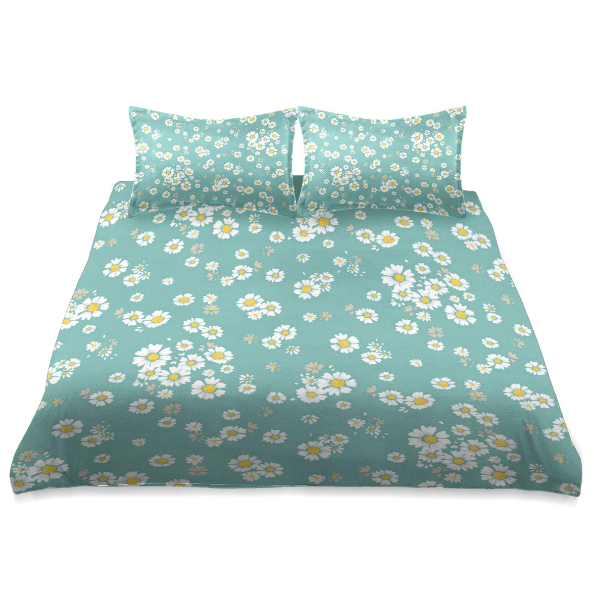 Queen Size White Small Floral Pattern Comforter Set - 90x90 Inch All Season Soft & Comfortable Bedding Cover - Perfect for Master Bedroom, Guest Room & Cozy Home Decor