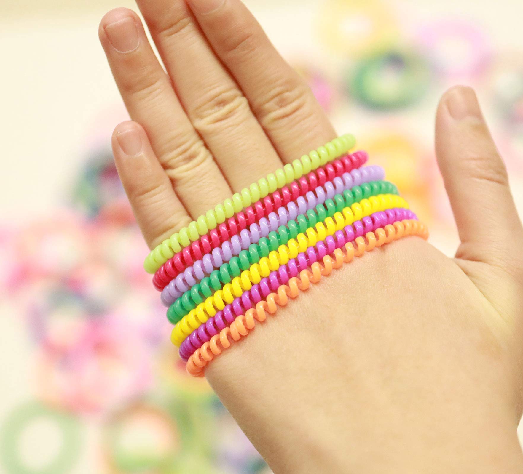 100 Pcs Spiral Hair Ties No Crease Elastic Coil Hair Bands for Women & Girls - Soft Phone Cord Hair Ties for Workout, Yoga, School & Everyday Use