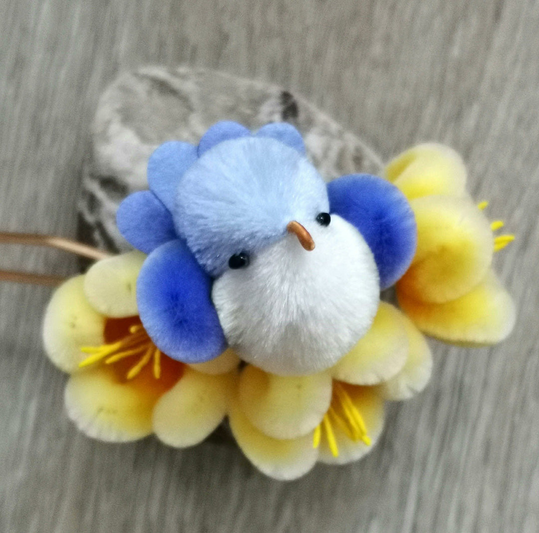 Elegant Blue Bird Silk Hairpin - Handmade Bespoke Hair Accessory for Weddings, Parties & Special Occasions