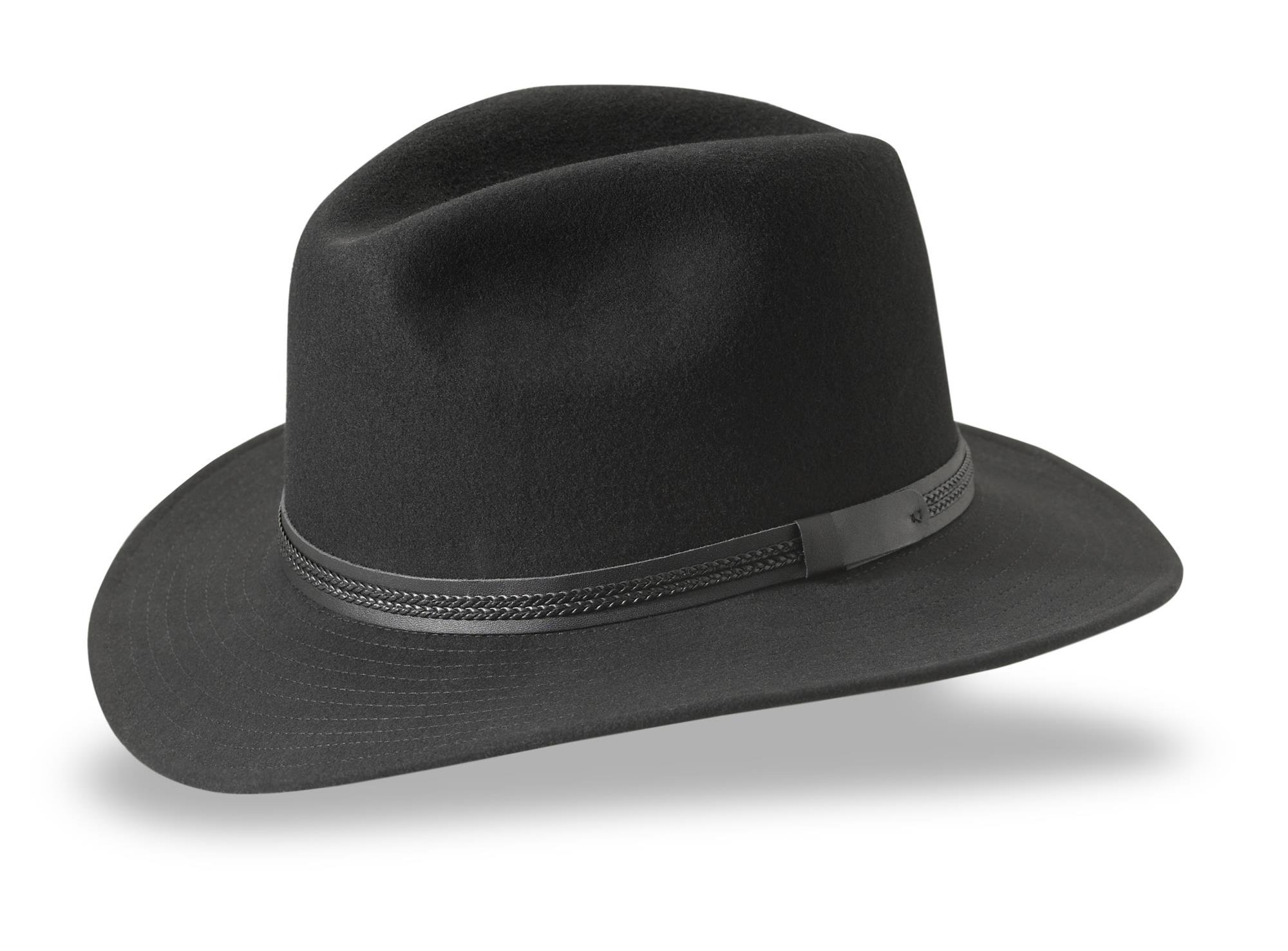 Tilley TWF1 Montana Wool Fedora Hat for Men & Women - Classic Black Wool Hat, Size 7 - Perfect for Outdoor Adventures, Travel & Fashion