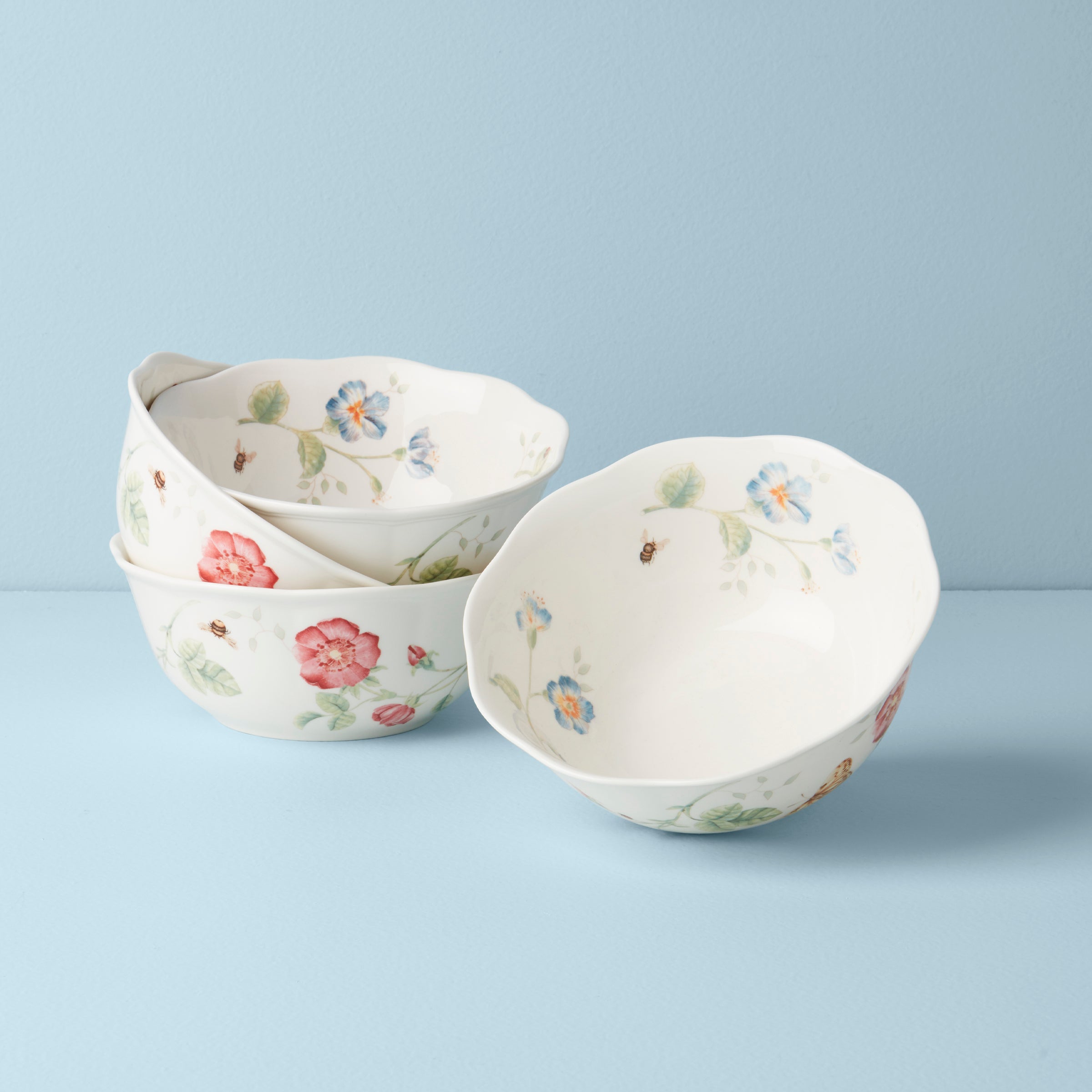 Butterfly Meadow Large All Purpose Bowls Set of 4 - Versatile Serving Bowls for Salads, Pasta, Snacks & Entertaining - Perfect for Kitchen, Dining & Party Use