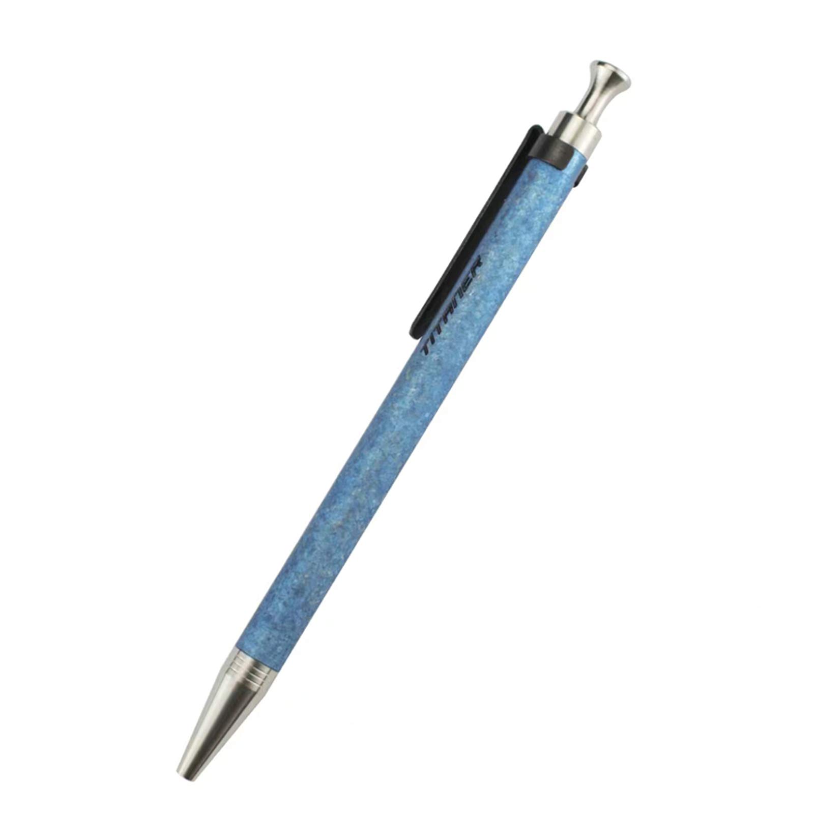 Premium Titanium EDC Pocket Pen with Clip - Blue Ballpoint Pen for Everyday Carry, Office, Gifts & Travel Writing