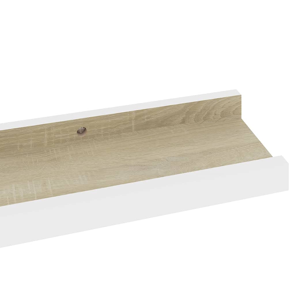 Floating Shelves for Wall - Set of 4 Wooden Wall Shelves in White & Sonoma Oak (23.6