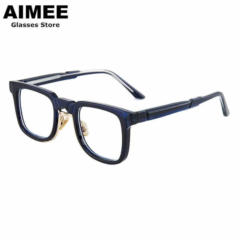 Aimee Unisex Full Rim Square Acetate Eyeglasses 6555 - Stylish & Durable Frames for Men & Women - Perfect for Work, Reading & Fashion Accessories