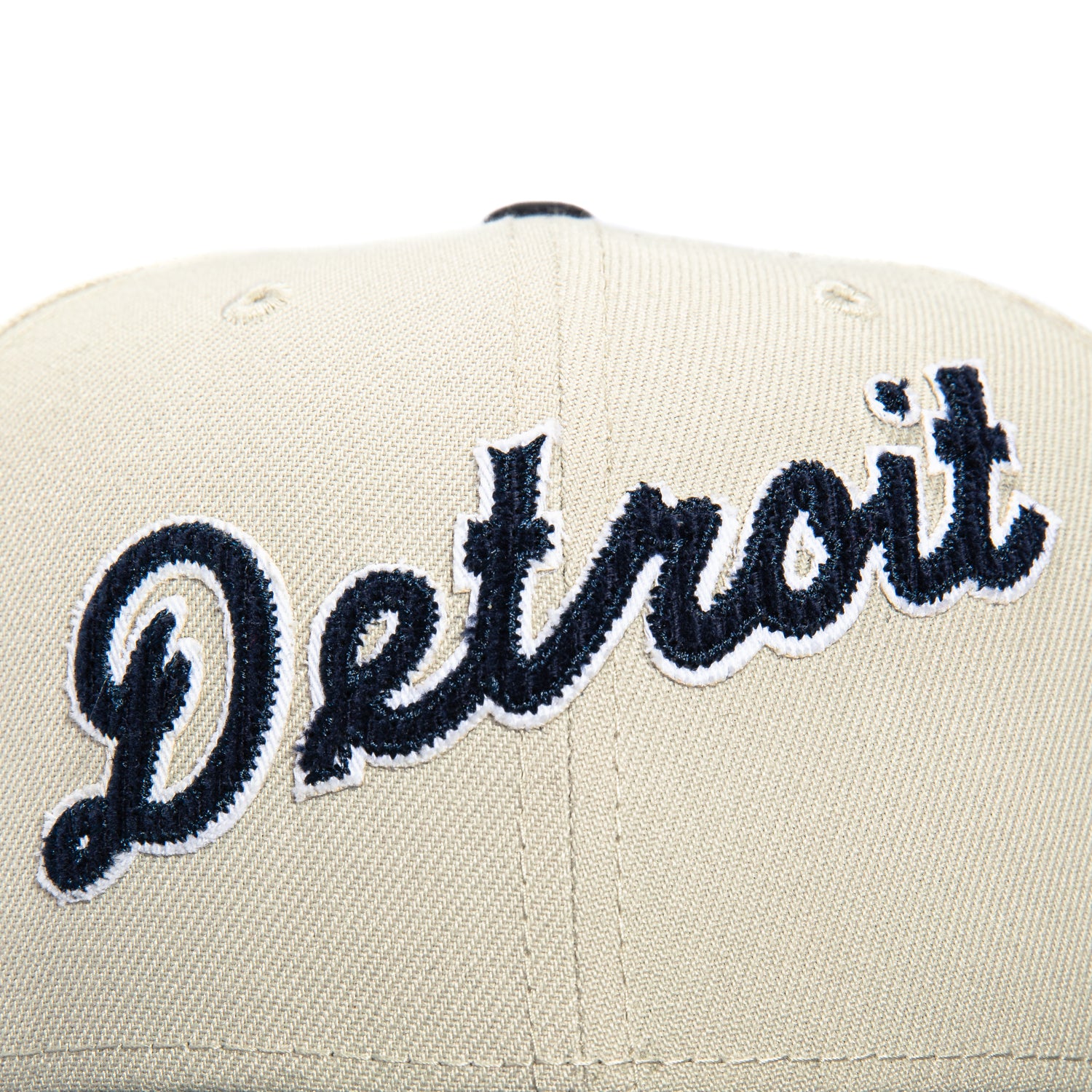 New Era 59Fifty Corduroy Script Detroit Tigers MLB Baseball Cap with Stadium Patch - Stone & Navy - Adjustable Snapback Hat for Men, Women, Fans & Streetwear Fashion