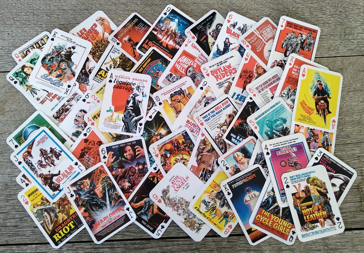 Vintage Bikers Playing Cards - 54 Unique Poker Deck with Classic Motorcycle Rider & Movie Poster Designs | Perfect for Poker Nights, Gifts, and Biker Enthusiasts