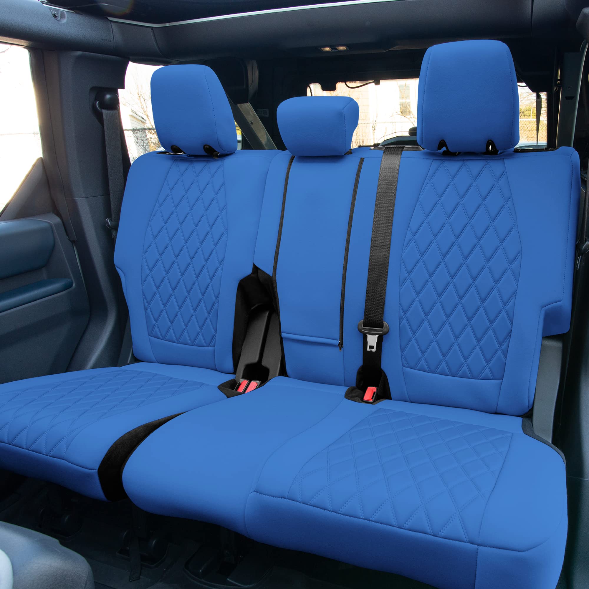 Custom Fit Neoprene Seat Covers for Ford Bronco 2021-2022 - Water Resistant Neosupreme Front & Rear Set in Solid Gray | Perfect for Off-Roading, Camping & Daily Commute