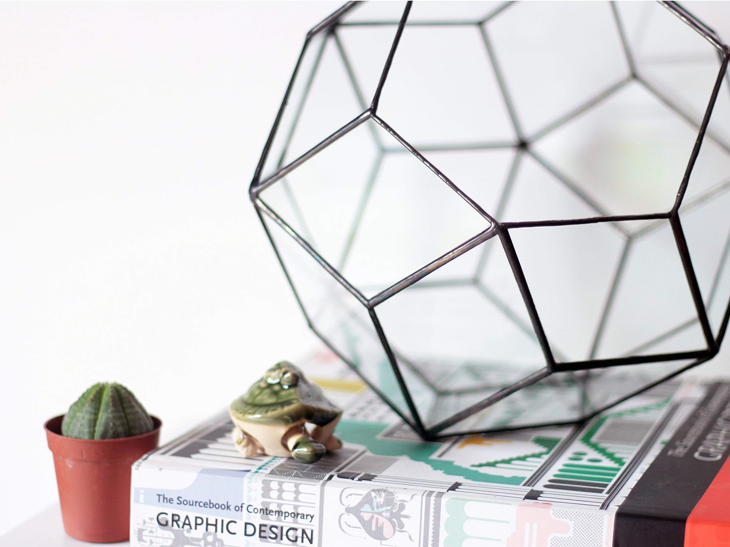 Large Geometric Glass Terrarium Container for Plants - Copper, Silver, Black | Modern Home Decor, Office Desk Display & DIY Succulent Garden