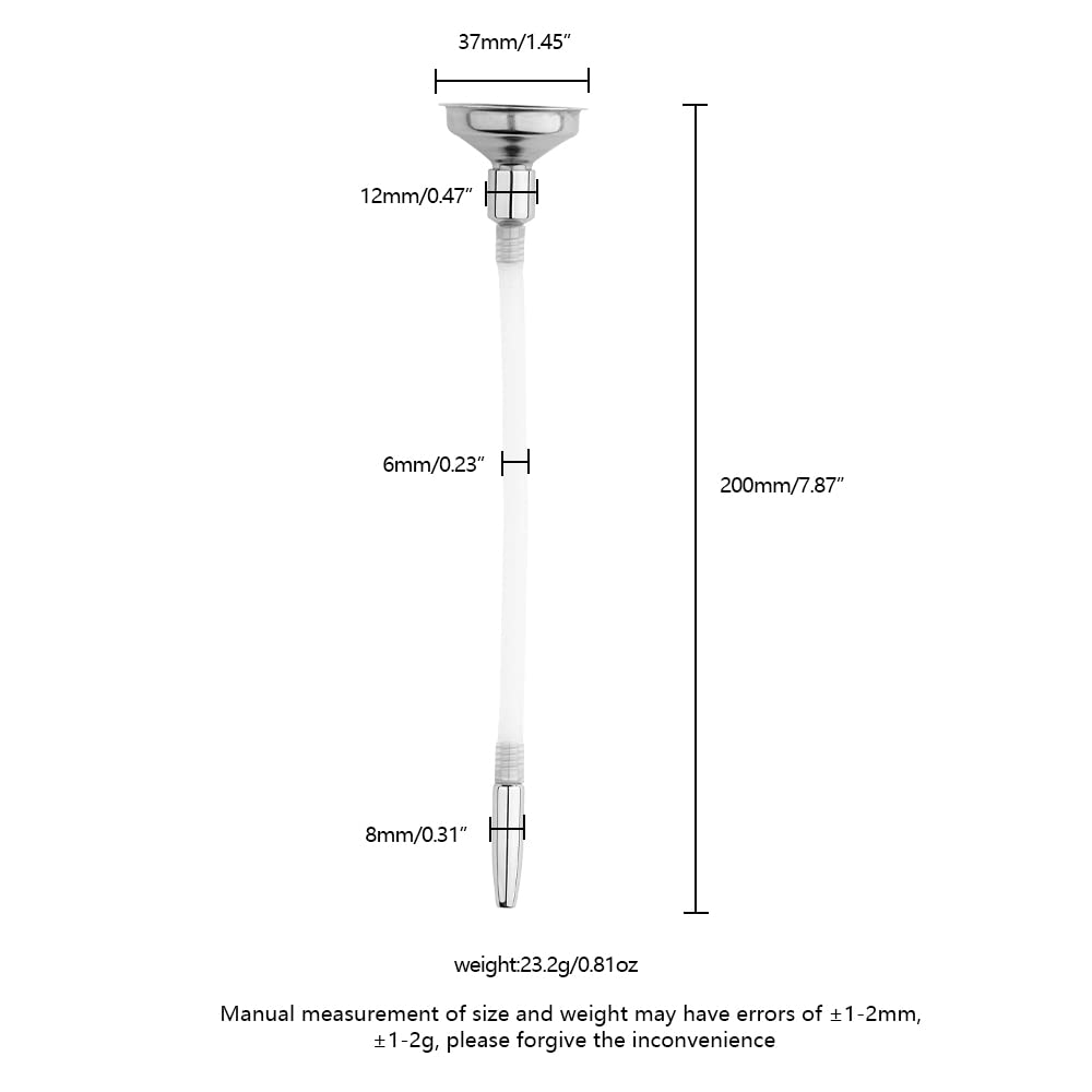 Flexible Urethral Penis Plug - 7.87 Inch Funnel Urethral Sounding Sex Toy for Men | BDSM, Prostate Stimulation & Sensual Play