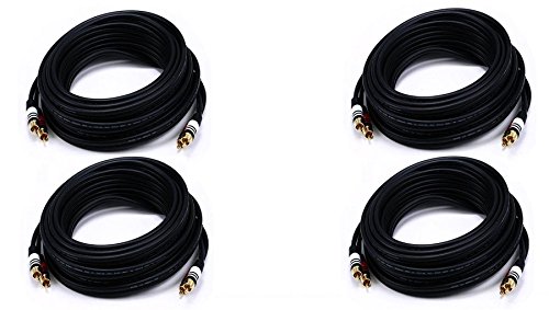 4 PCS Premium 2 RCA to 2 RCA Male/Male 22AWG Audio Cable - 35 Feet Black - High-Quality Stereo Connection for Home Theater, Speakers, Amplifiers, and Audio Systems
