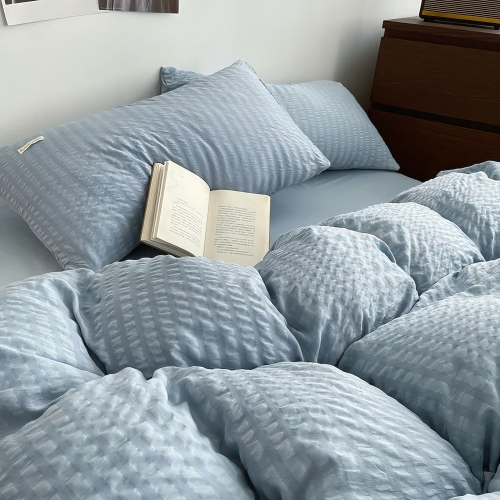 Soft Waffle Striped Duvet Cover Set - Breathable Bedding for All Seasons | Perfect for Master Bedroom, Guest Room & Dorm Decor