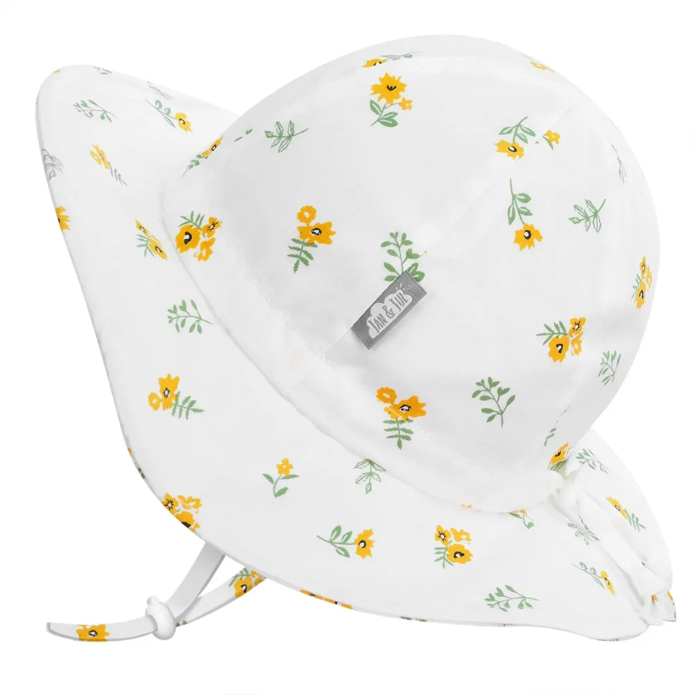 Jan + Jul Cotton Floppy Sun Hat with Yellow Flowers - UPF 50+ UV Protection for Women & Girls - Perfect for Beach, Pool, and Outdoor Summer Activities