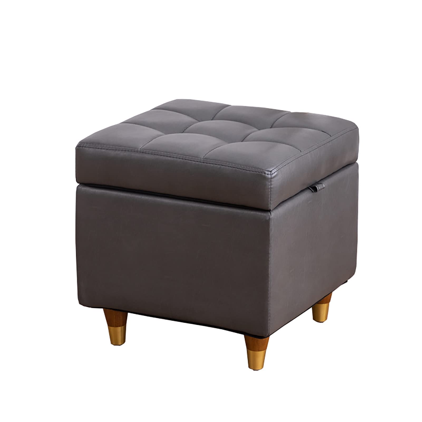 Ottoman Foot Stool with Storage - Sturdy Wooden Frame Bench for Entryway, Balcony, Office & Bedroom - Waterproof Shoe Changing Stool, Easy to Clean (Gray) - Perfect for Small Spaces & Home Organization