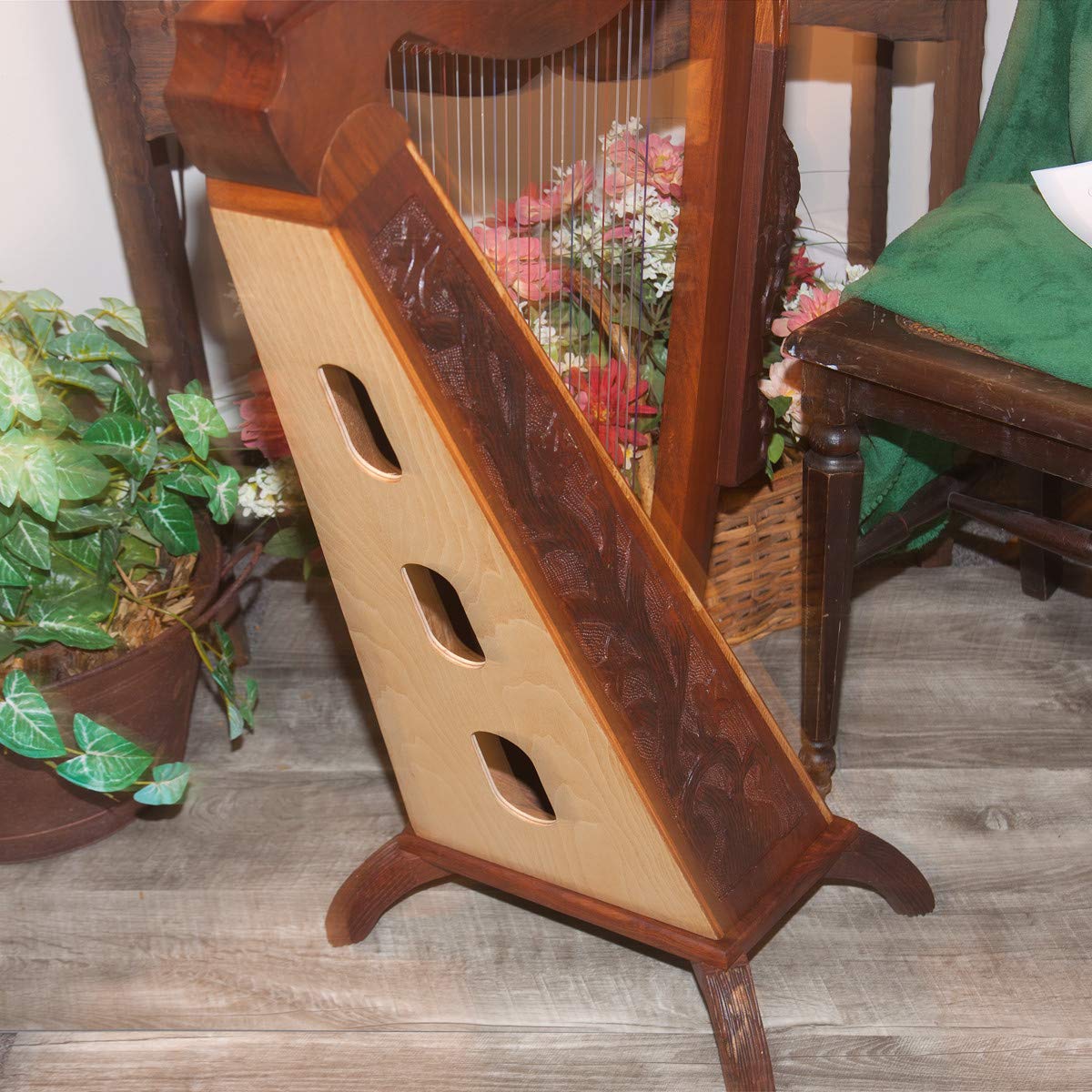 Roosebeck Woodlands 26-String Harp with Full Chelby Levers | Professional Celtic Folk Harp for Beginners & Musicians | Perfect for Home Concerts, Music Therapy & Wedding Performances